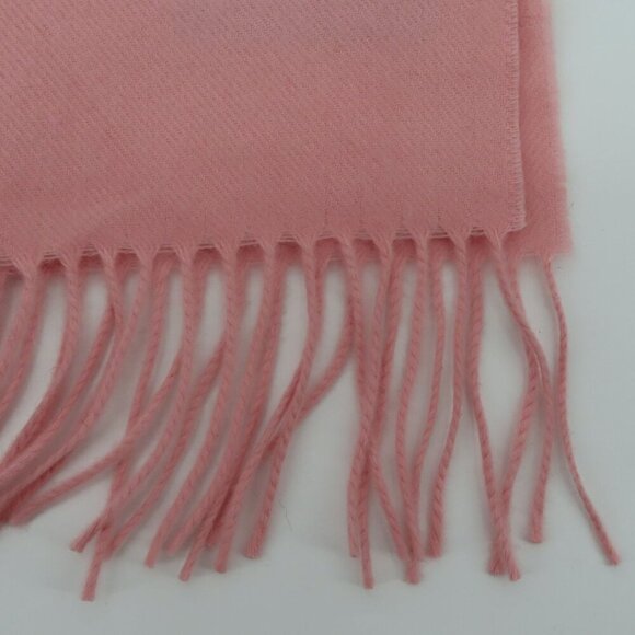 Adult Unisex All Cashmere Solid Pink Fringe Trim Rectangle Scarf Winter Scotland - Picture 3 of 9